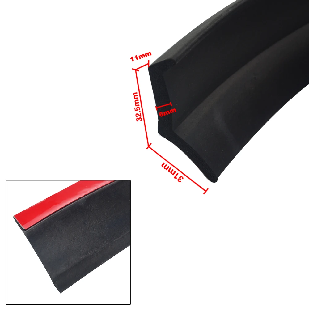 2.5M Car Bumper Lip Stickers Car Front Bumper Lip Rubber Car Bumper Protectors Exterior Mouldings Bumper Lip Strip 65mm Width