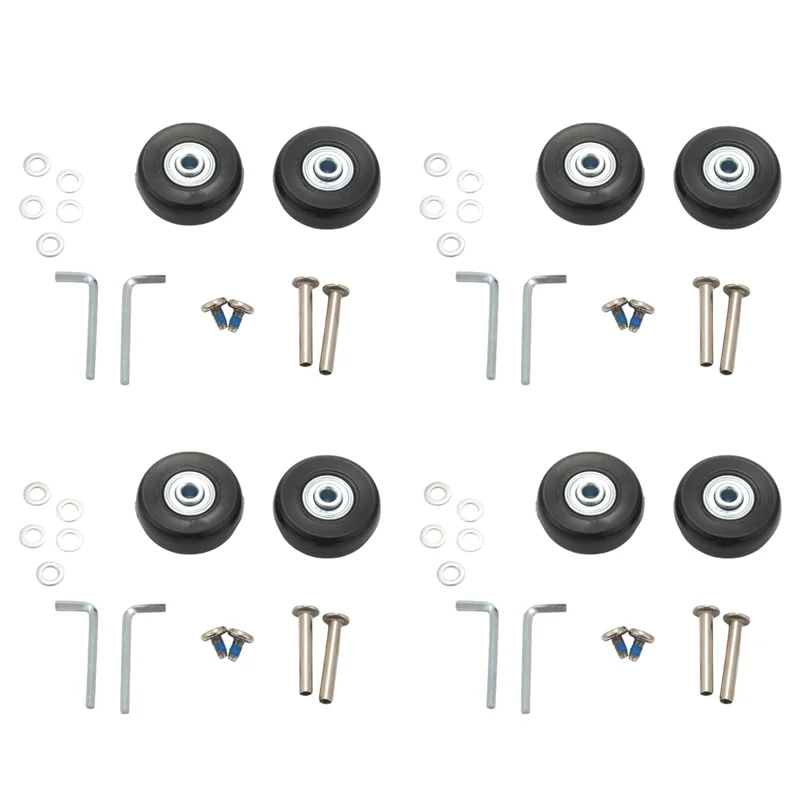 

8Set 45X19mm Luggage Suitcase / Inline Outdoor Skate Replacement Wheels Black