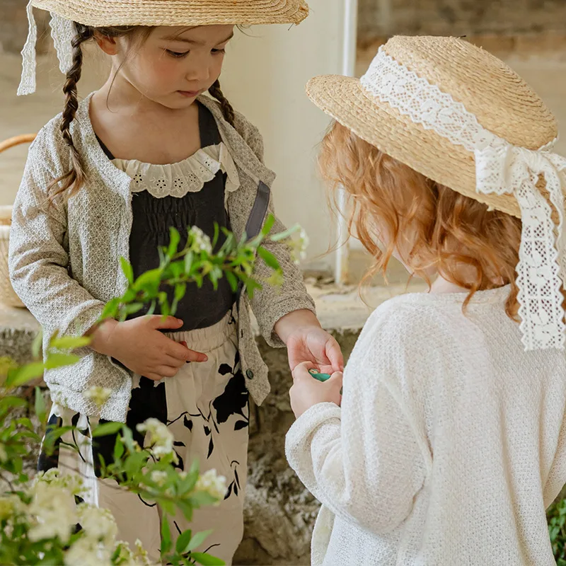 

Girls Coat 2024 Summer New Childrens Wear Thin Breathable Sweet Cardigan Sun Protection Shirt Air Conditioning Shirt Leisure