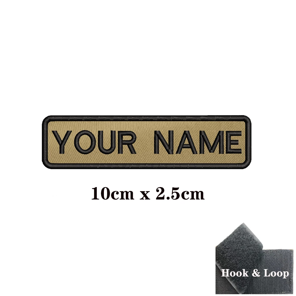 1PC Custom Personalized Name number Patch Stripes Badge tags chevrons Armband Iron On Or Hook Loop embroidered Military Khaki