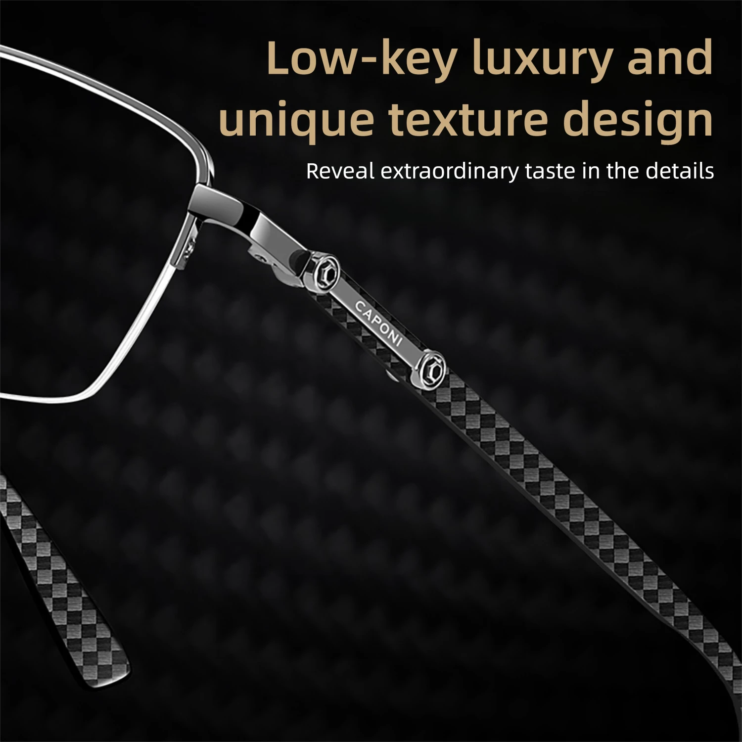 CAPONI Prescription Men Glasses Carbon Fiber Light Weight Myopia Glasses Progressive Computer Anti Blue Ray Eyes Glasses PJ35603