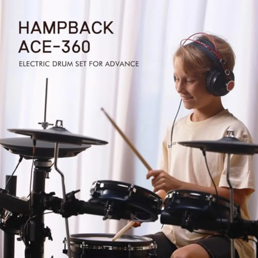 Advanced electric drum set for studio and home practice: nylon pads, black finish, 8'' pads + 3x12'' choke cymbals + 12'' hi-ha