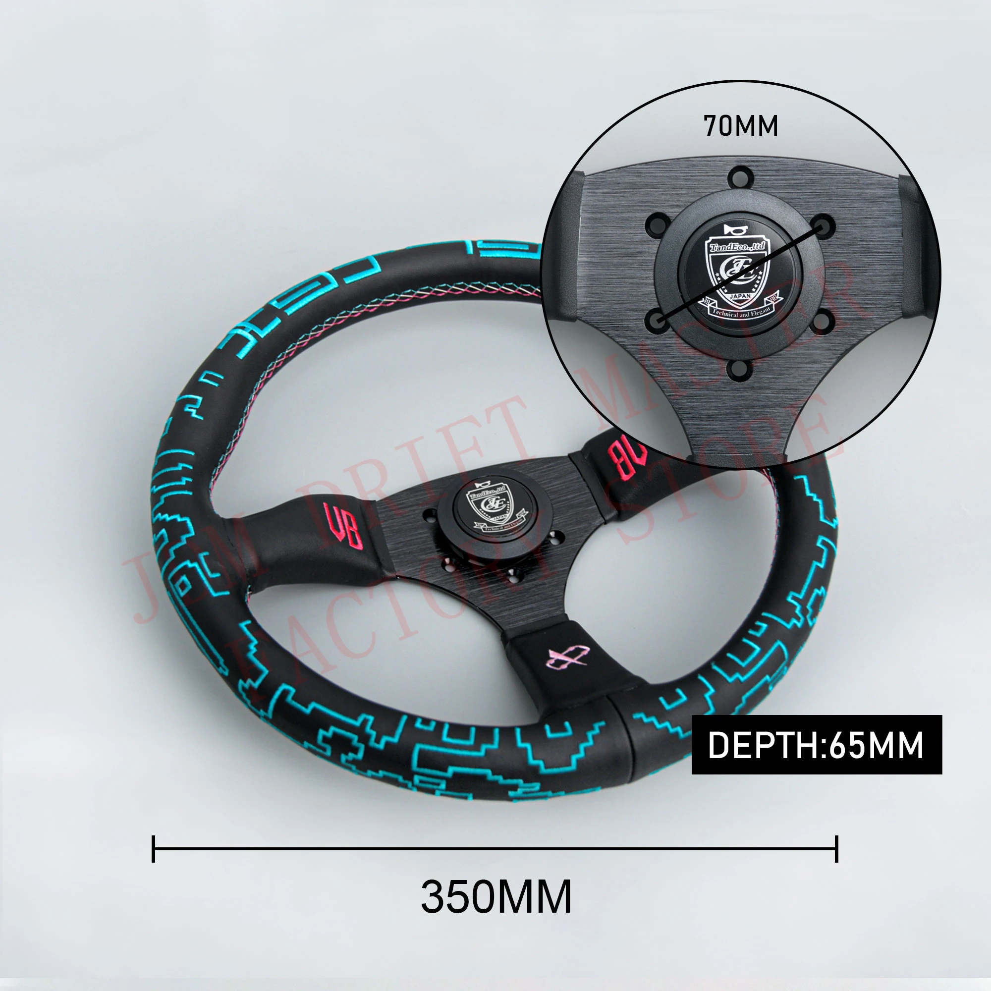 JDM Vertex x BOWZ Collaboration Steering Wheel 350mm Leather Drift Racing Sport Steering Wheel Embroidery