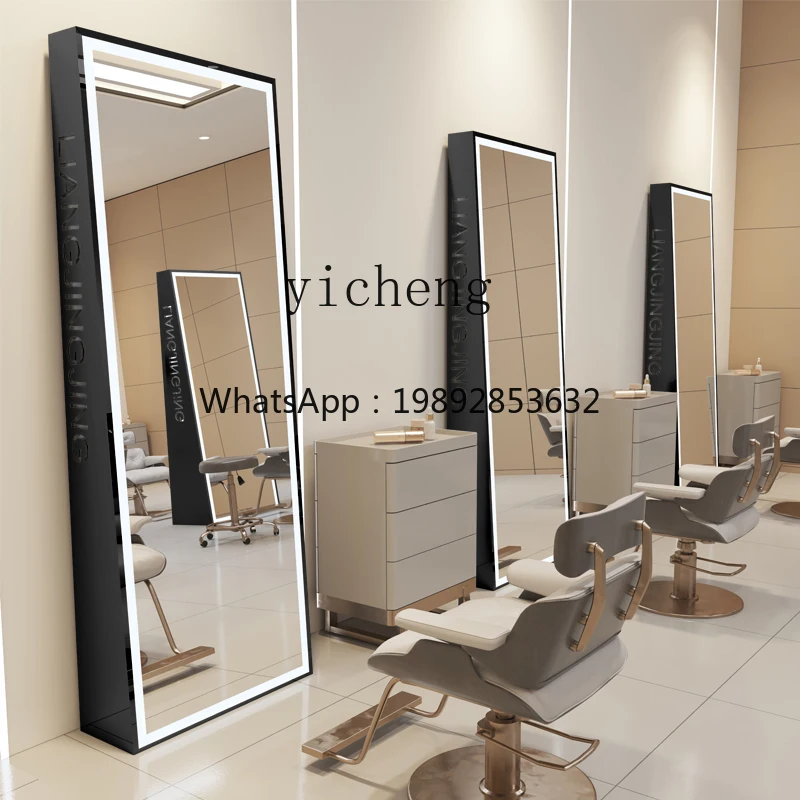 LYY   barber shop floor-to-ceiling double-sided mirror hair salon special hair salon mirror table stainless steel hair perm