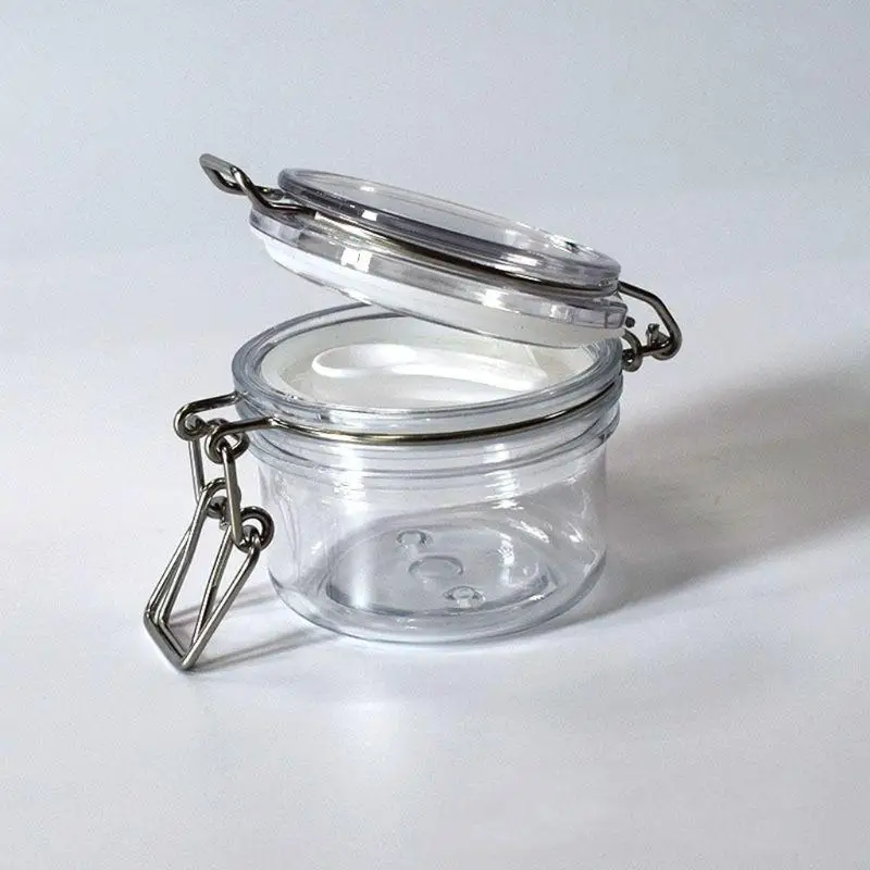 L43A 120ML Plastic Round Clip Top Storage Jar With Airtight Seal Lid Kitchen Con