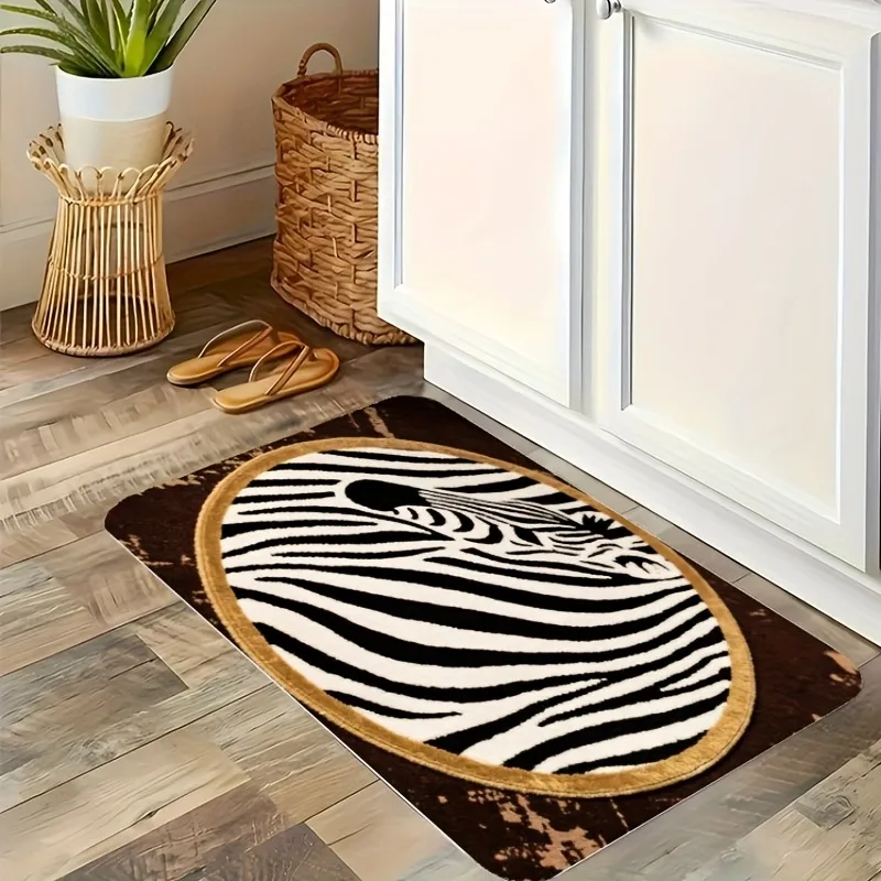 

1PC Zebro Stripe Duo Kitchen Rug Non-Slip Door Mat Pop design Bathroom Rug Bath Mat Carpet for Home Sink Laundry ecoreeree