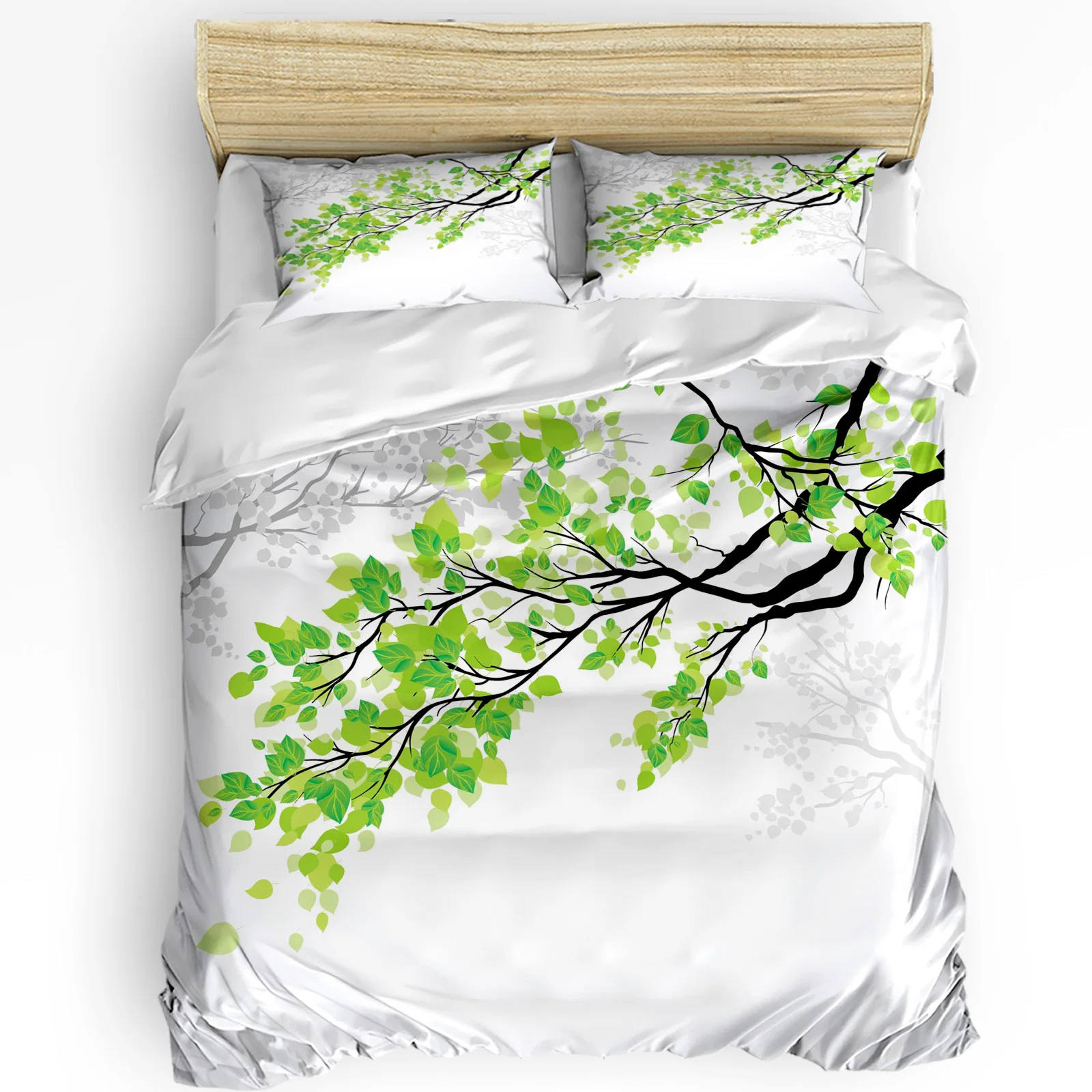 

Plant Branch Green Leaves Bedding Set 3pcs Boys Girls Duvet Cover Pillowcase Kids Adult Quilt Cover Double Bed Set Home Textile