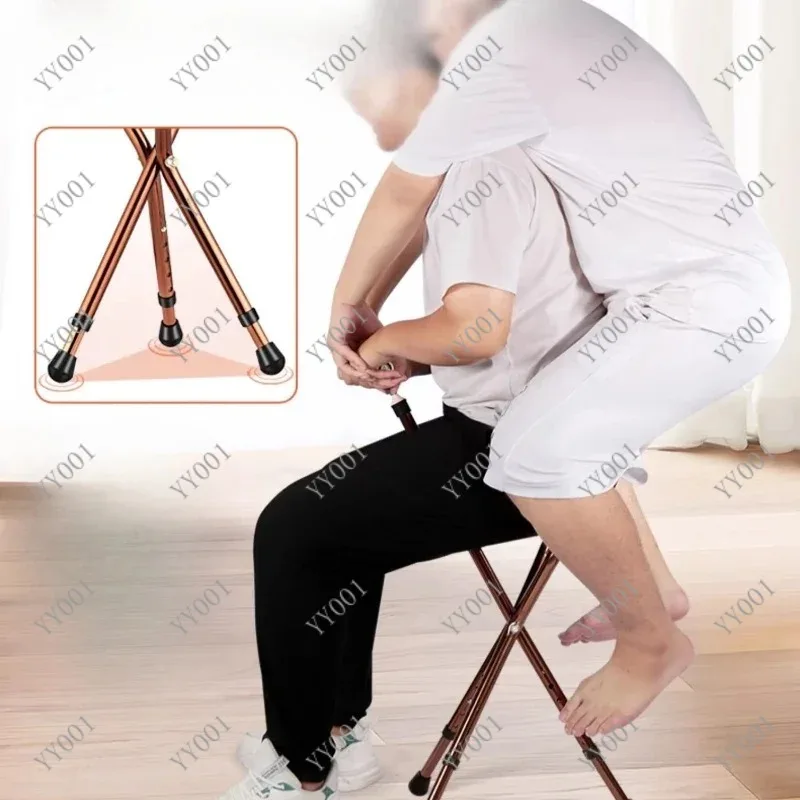 Portable Folding Cane Chair Walking Stick With Seat Anti-Slip For Elderly Outdoor Use