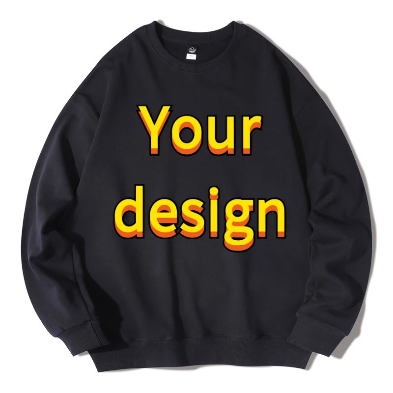 Customized Printed Cotton O Neck Pullover Long Sleeved Sweatshirts Men Women DIY Your Like Photo or Logo Fashion Casual Tops Tra