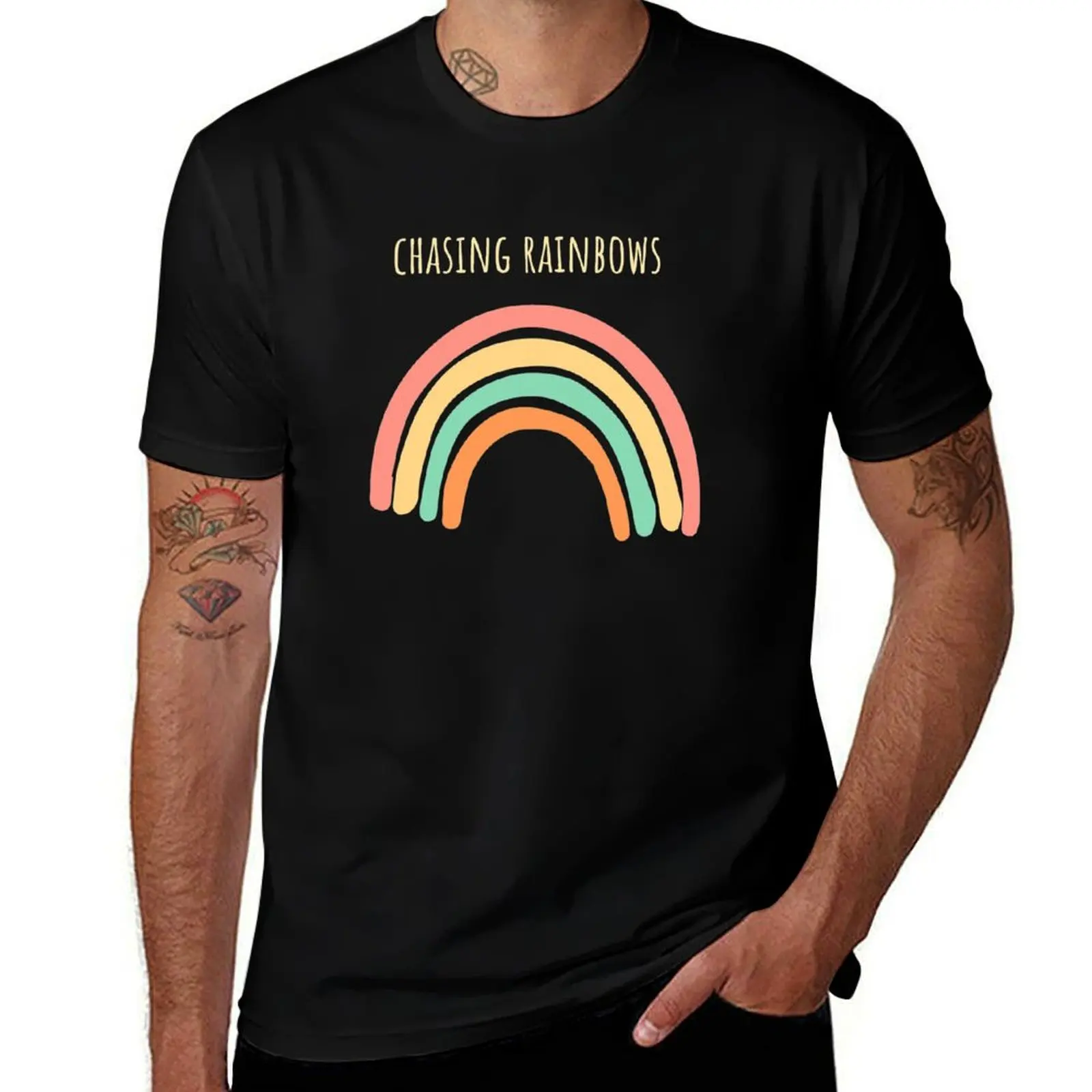 chasing rainbows T-Shirt Trendy Pattern for Men T-Shirt