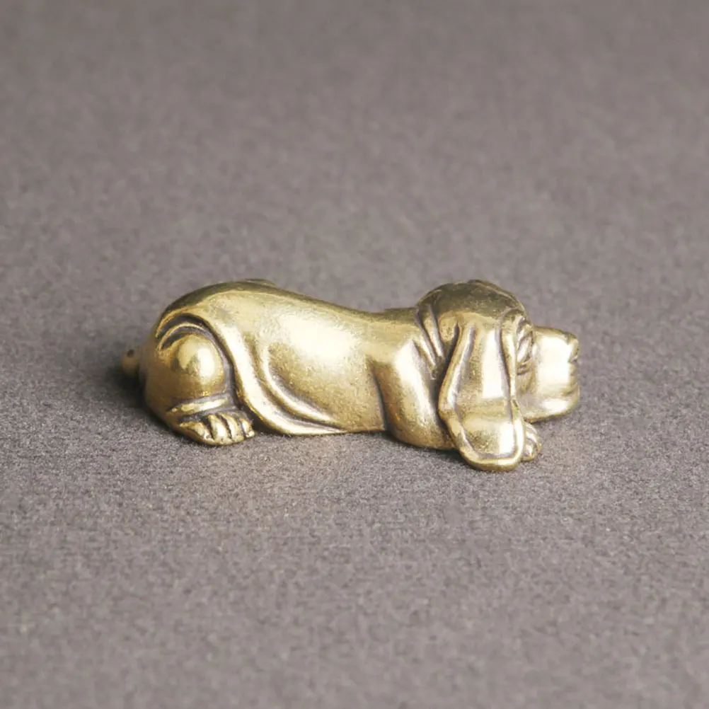 

Puppy Desktop Dog Statue Home Office Brass Figurine Adornment Exquisite Craft Mini Puppy Adornment Model Sturdy Design