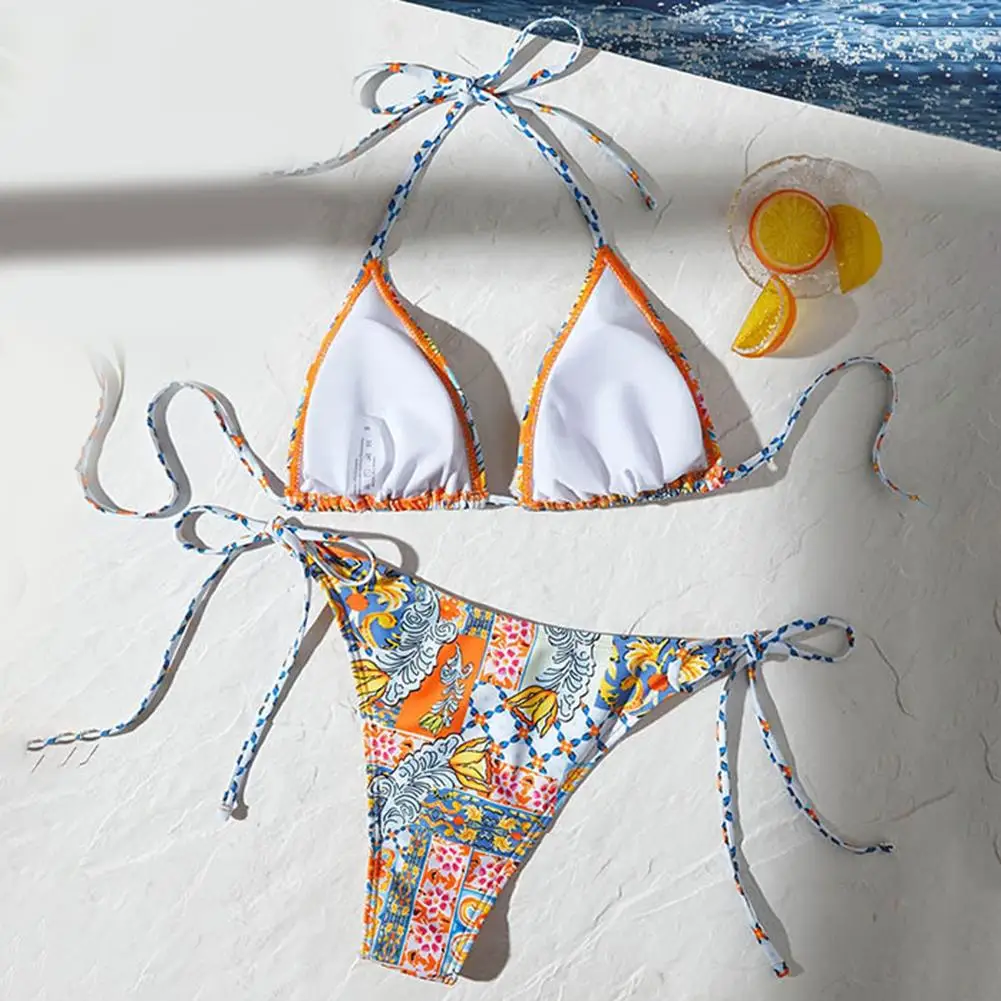 Club Wear Vacation Style M 92cm Bust, 70cm Waist Beach Swimsuit Moderate Elasticity Swimwear Beachwear Lace Up Bikini