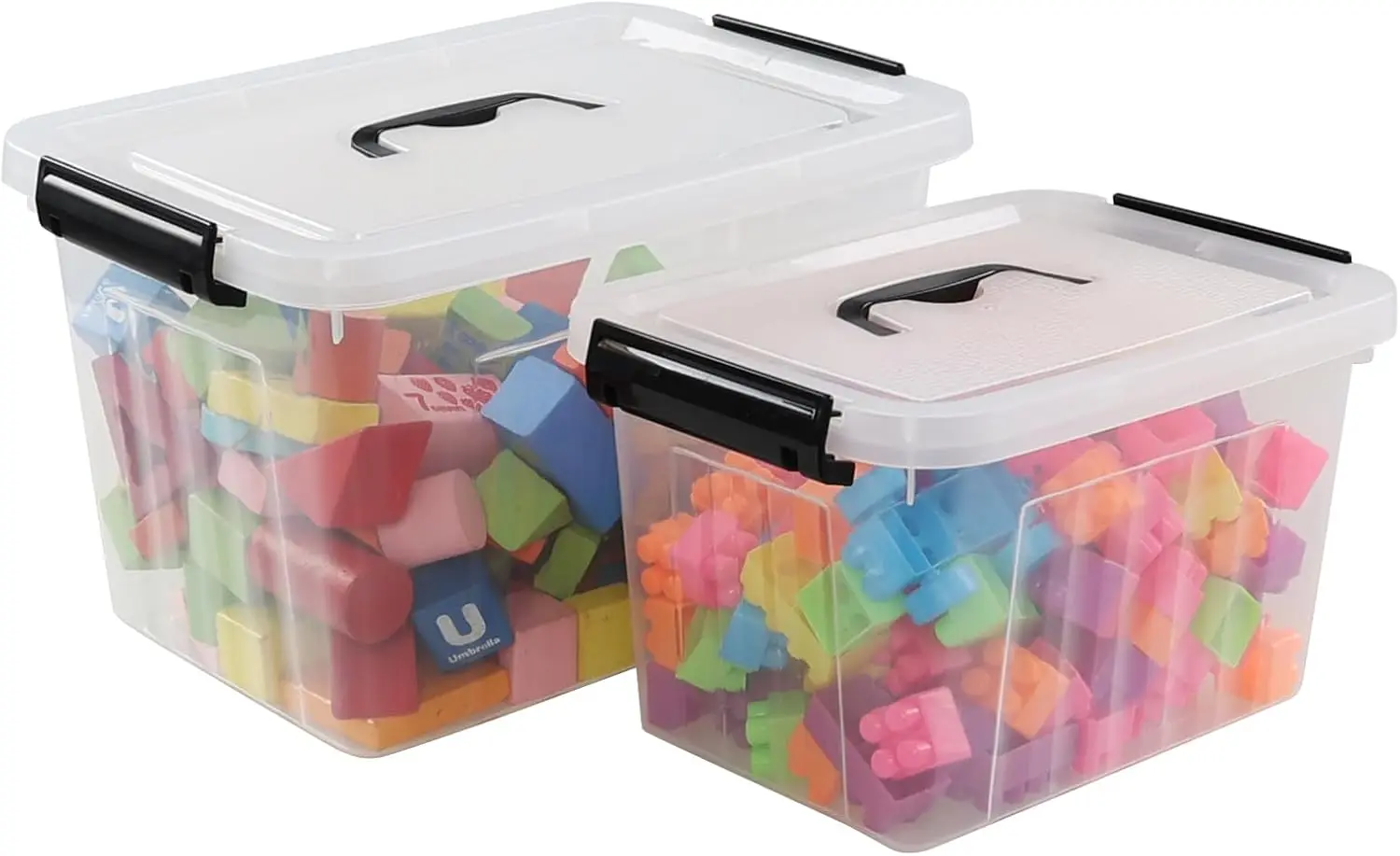 

Plastic Storage Bins with Lids, 2 Packs Clear Tote Boxes, 7 Quart & 12 Quart