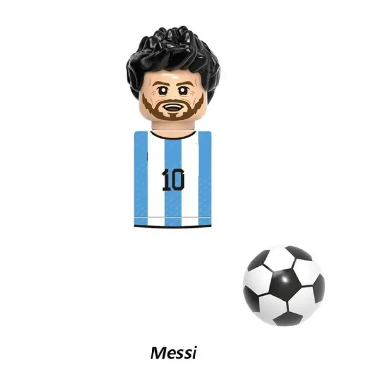 Figuras de jugadores de fútbol de fama mundial, minibloques de construcción de acción de Messi, Ronaldo, Neymar, kawandoski, modelo de juguete,