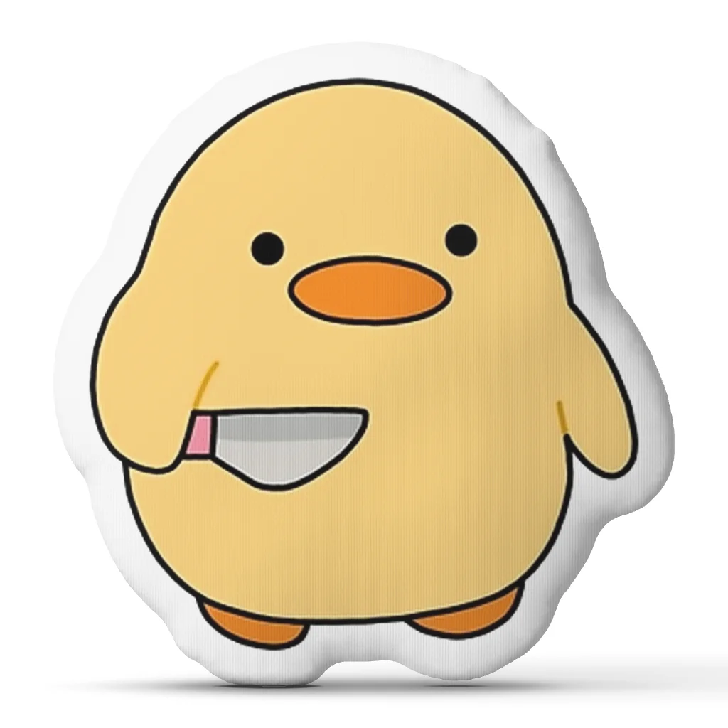 Cute Knife Holding Duck Shaped Throw Pillow Stuffed Decorative Cushion for Bedroom Sofa Home Decor Funny Cartoon Novelty Gift