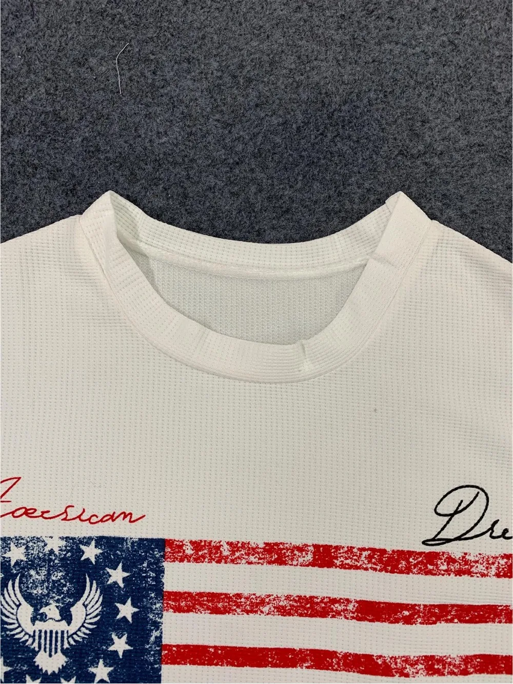 New autumn 2026 Y2K American retro flag print waffle style trendy street fashion casual versatile niche long sleeved top ins - view 6