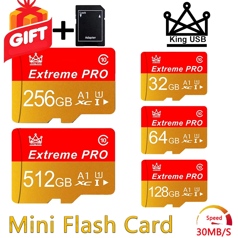 Micro SD Card TF Memory Card 512GB microSDXC Up to 180 MB/s Full HD and 4K UHD C10, U3, V30, A2, for GoPRO DJI Drone