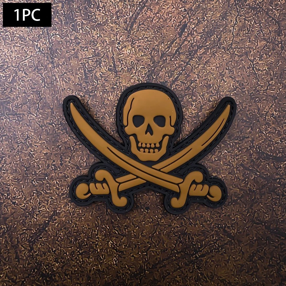 Vintage Skull Cross-Shaped Decorative Velcro Patch Pvc Glow-In-The-Dark Material with Matching Hook-And-Loop Backpack, Baseball Cap, Jacket, Suitcase DIY Decorative Patch Badge Applique view 4