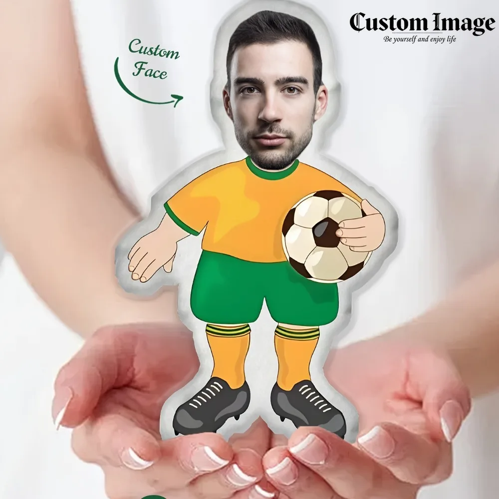 

Custom Football Pillow with Photo & Text, Personalized Soccer Player Design, Birthday Gift for Fans, Living Room Bedroom Decor