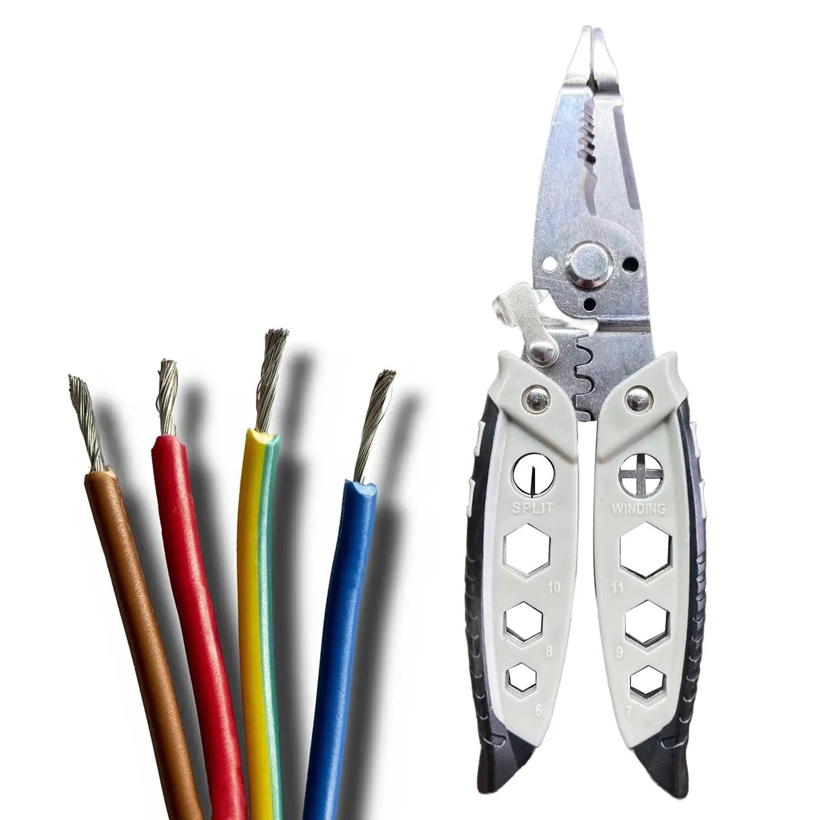 Wire Stripper Wiring Tool Electrician Plier Metal Lock Wire Strippings Tool for Pressing Pulling Winding Crimping Wire Cutting