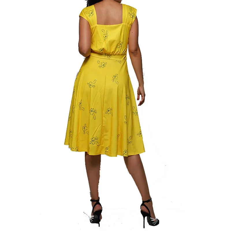 

CyMovie La La Land Mia Cosplay Costume Halloween Carnival Party Emma Stone Yellow Dress Women Retro Summer Sleeveless Skirt