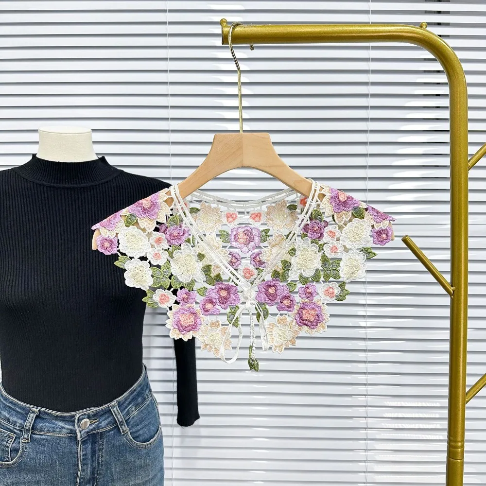 

Новая вышивка, женский кружевной воротник, искусственный воротник, шнуровка, шаль, воротник с бантом, знаки отличия, платье, блузка, декор