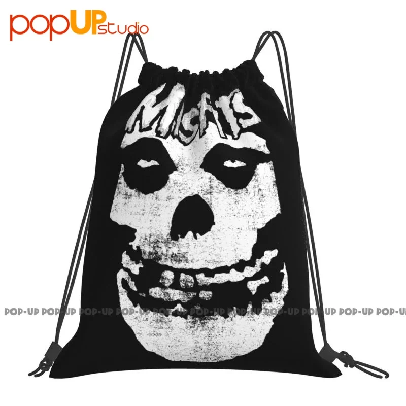 Tultex Misfits Distressed Skull Classic Drawstring Bags Gym Bag Gym Storage Bag