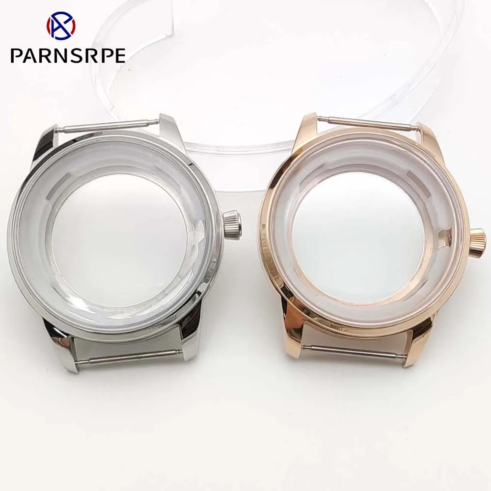 Men's Mechanical Watches Case Accessories For NH35 and NH38 Calibres Vintage Round Cases Men's Silver and Rose Gold Cases