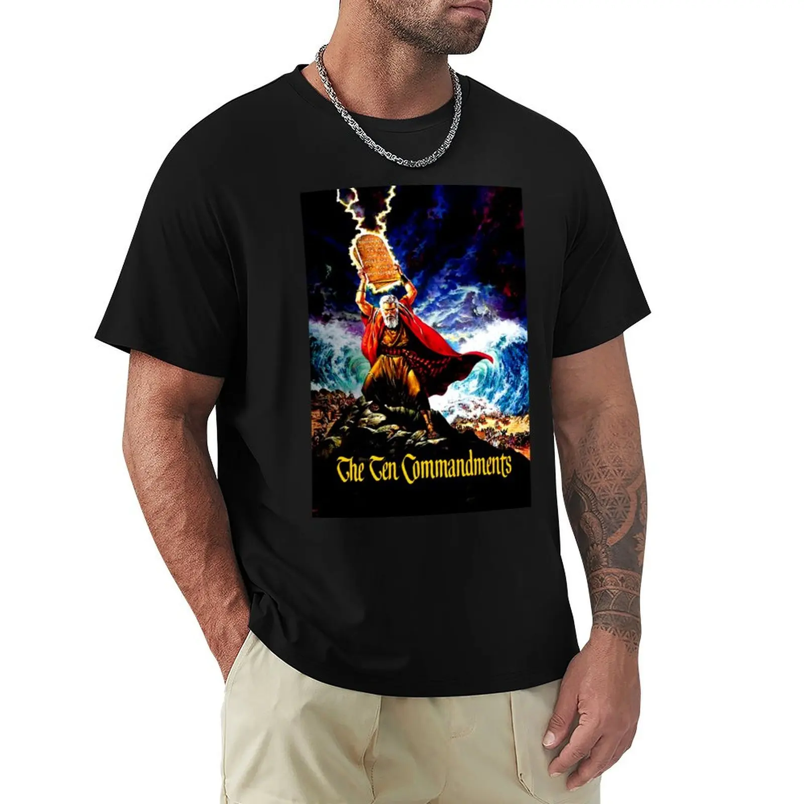1950s Epic Movie Film The Ten Commandments Film Fan Art Gift Memorabilia Essential T-Shirt Functional Casual Short Sleeve Tee