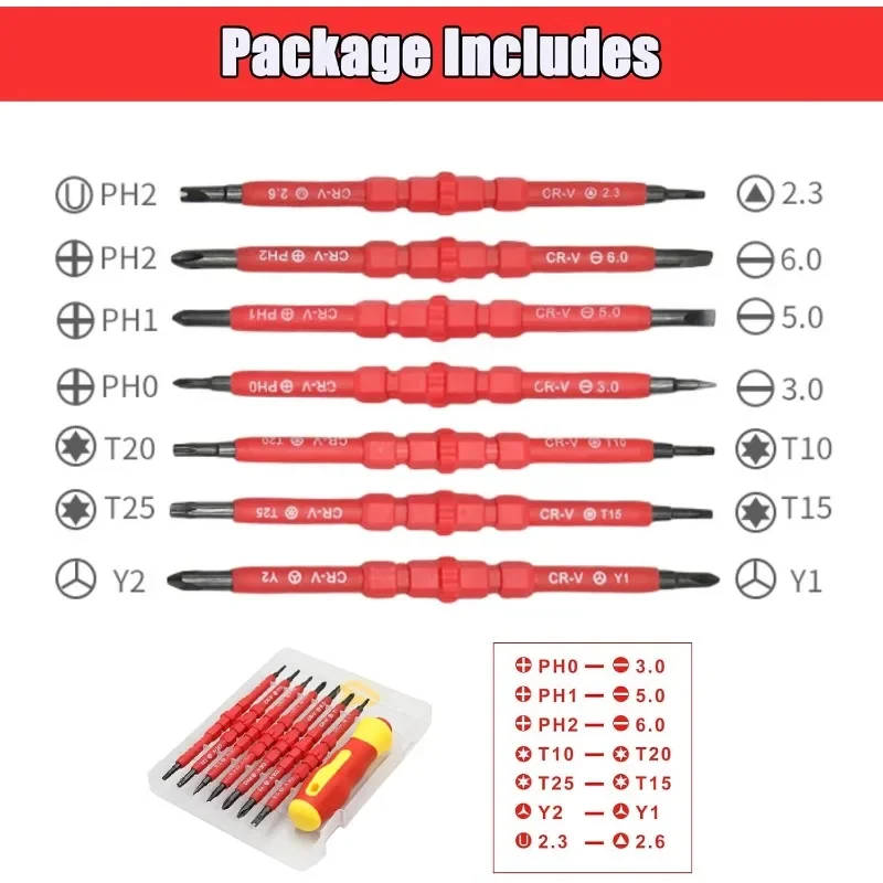 14in1 & 3in1 مفك براغي معزول كومبو نصائح مغناطيسية مجموعة أدوات كهربائية لإصلاح المنزل الكهربائي الاحترافي