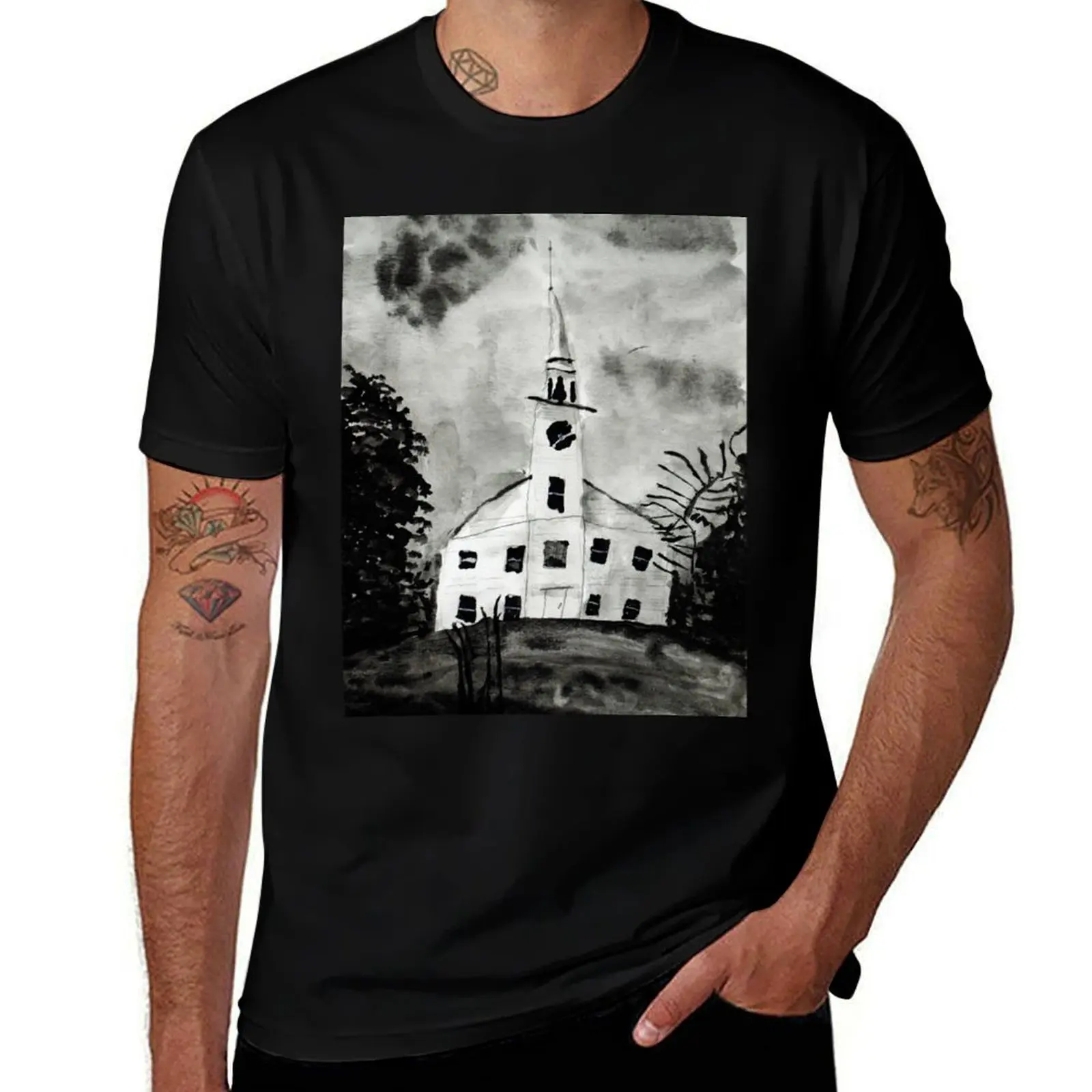 

Church by Hunter Sewell T-Shirt anime figures valentines boutique clothes croswit shirt man anime shirt mens tall t shirts