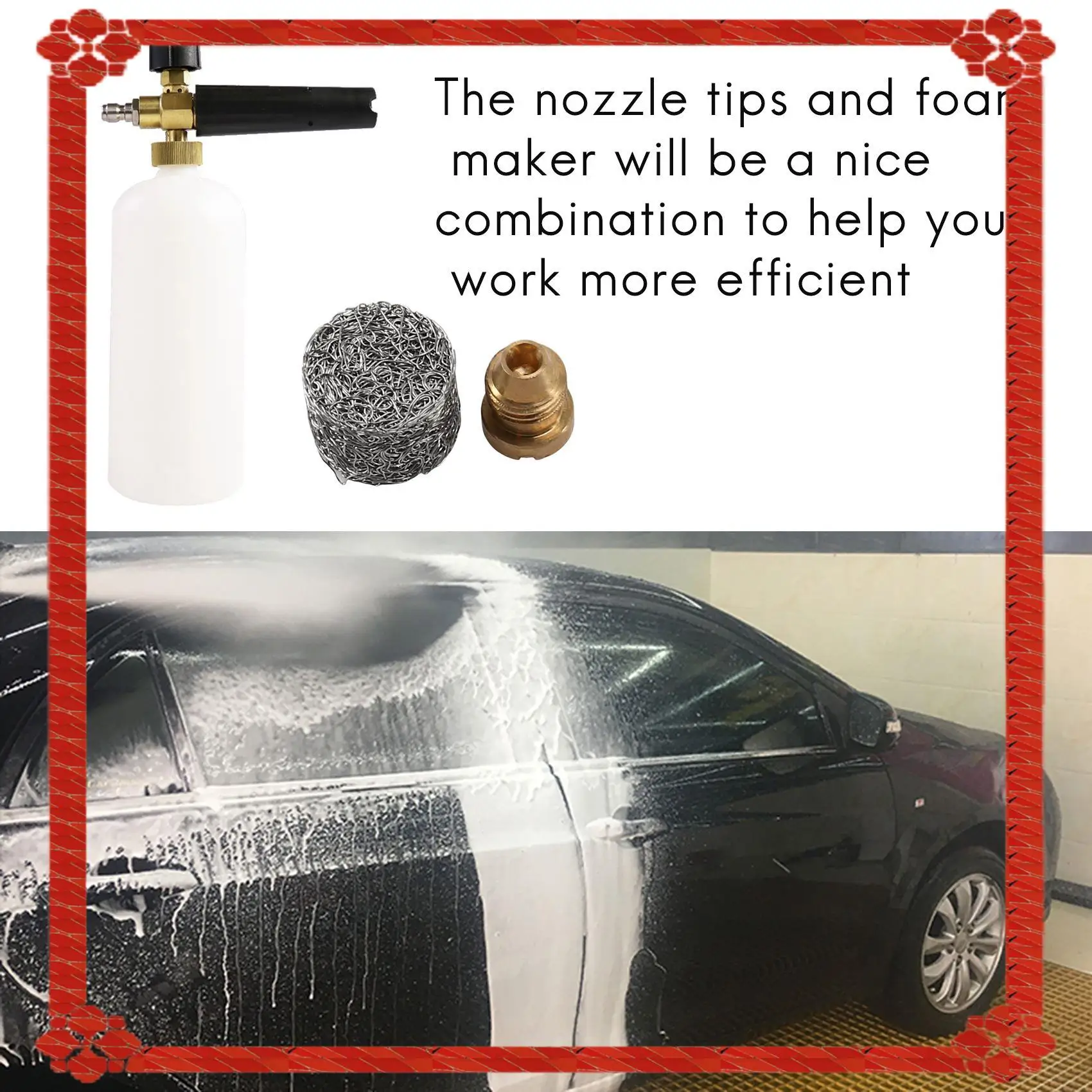 توصيل 24 ساعة 4 قطع من أطراف فوهة مدفع الرغوة و10 قطع صانع الرغوة، فوهة خيط عالمية 1.1 مم وفلتر شبكي #3