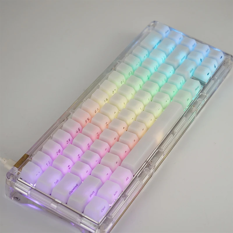 NPKC Frosted Keycap Set Backlit Key caps Side Print Korean Keycaps for Cherry MX Switch ANSI Layout Mechanical Keyboard Key cap