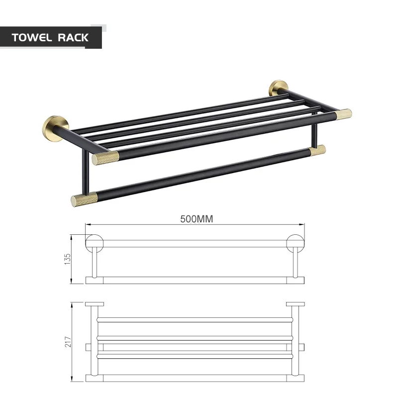 

Ruskin + Black Bath Towel Rack Towel Bar Paper Towel Rack Clothing Hook Toilet Brush Soap Liquid Pot Bathroom Pendant Set