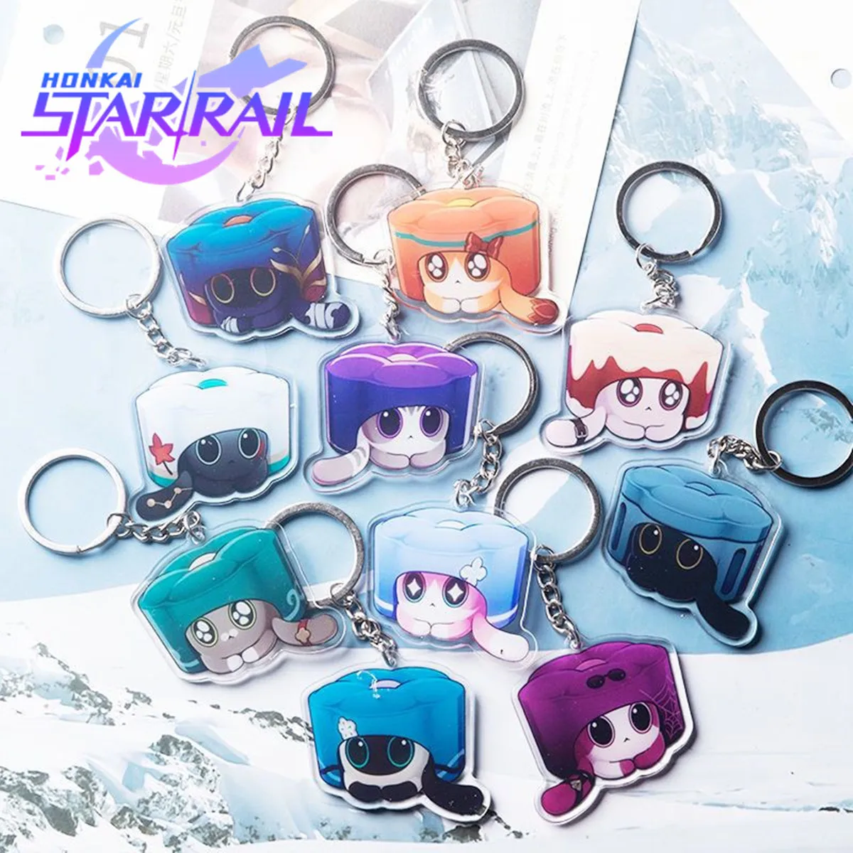 Honkai: Star Rail Cat Cake Keychain Ruan Mei Kafka Blade New Cute Cartoon Anime Backpack Pendant Key Ring Cosplay Badge Gift