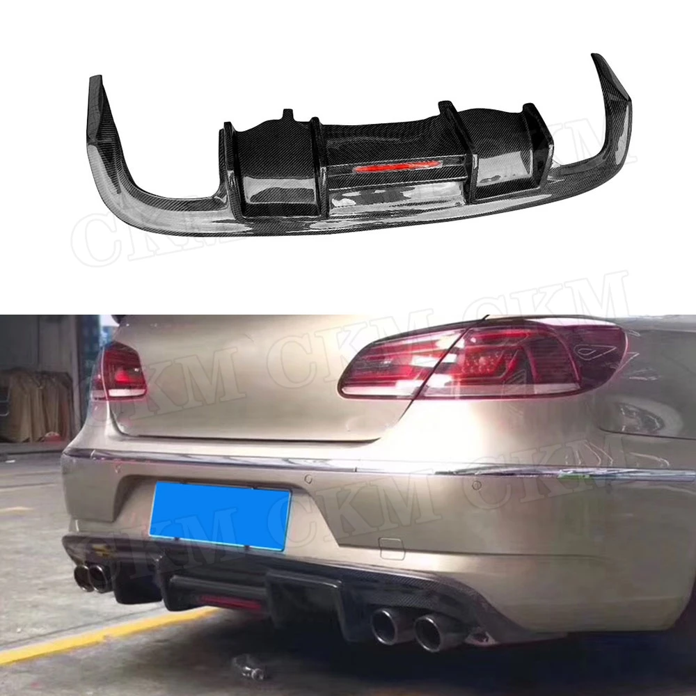 

Carbon Fiber Rear Lip Diffuser With Lamp for Volkswagen VW CC 2013-2017 FRP / PP Black Bumper Protector Car Styling
