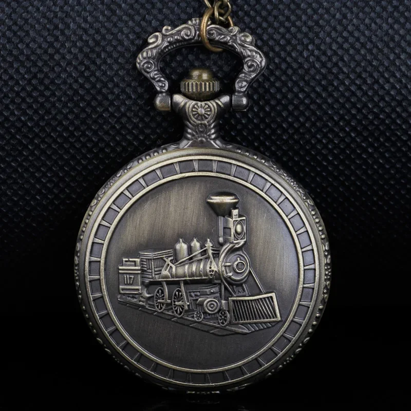 Vintage Train Flip Type Quartz Pocket Watch White Dial Men and Women Necklace Pendant Gift