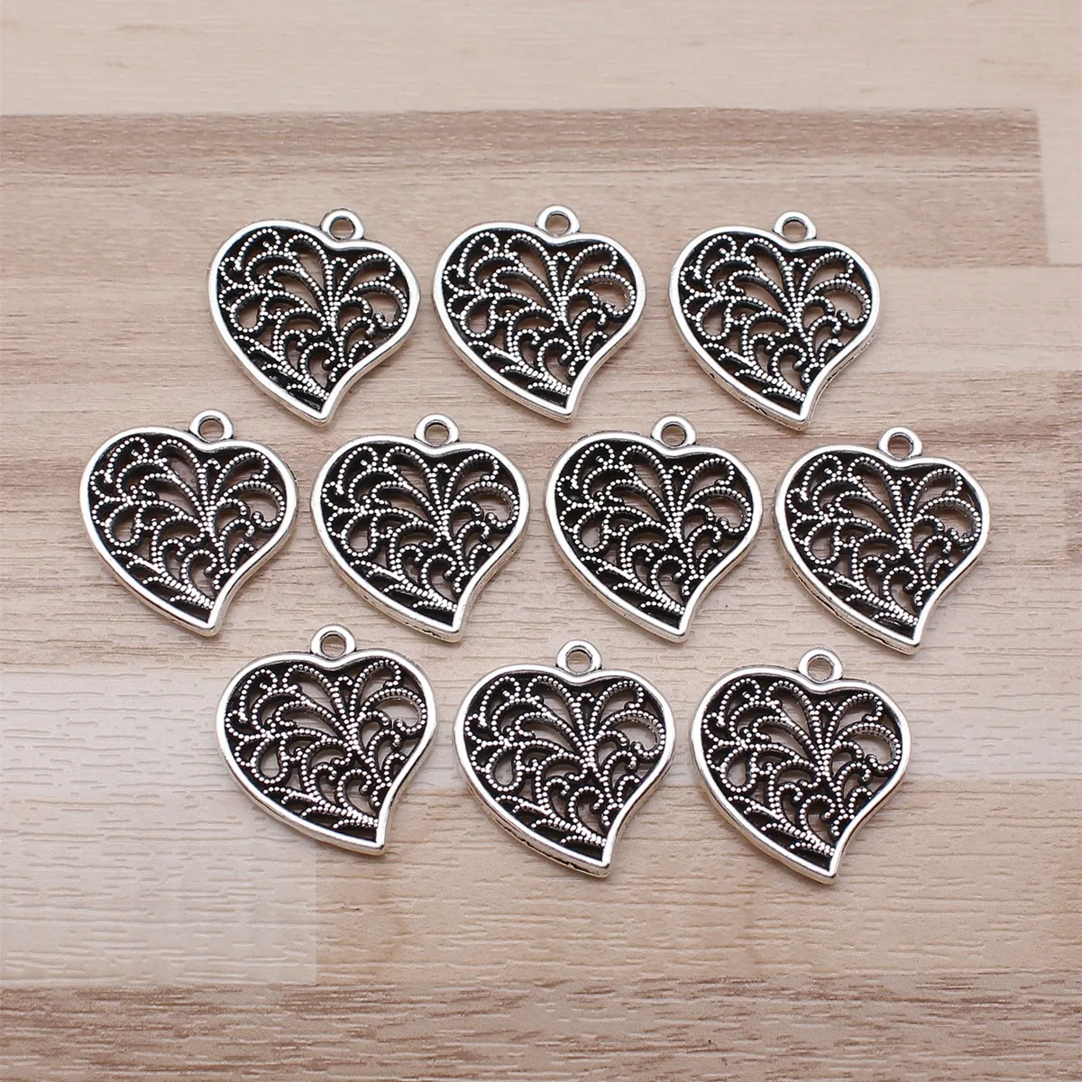 IFOCUS 10pcs/Lot Heart Charms For DIY Jewelry Making Zinc Alloy 20x19mm/0.79x0.75inch