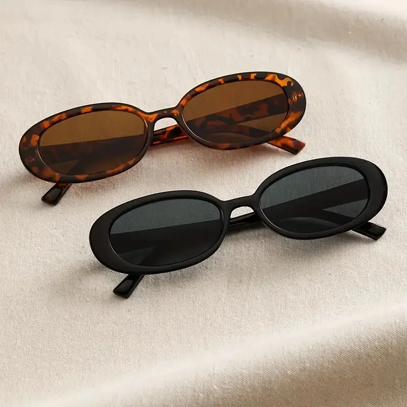 

2025 New European and American Fashion Small Frame Sunglasses for Women, Exquisite Elliptical Frame Hip Hop Sunglasses