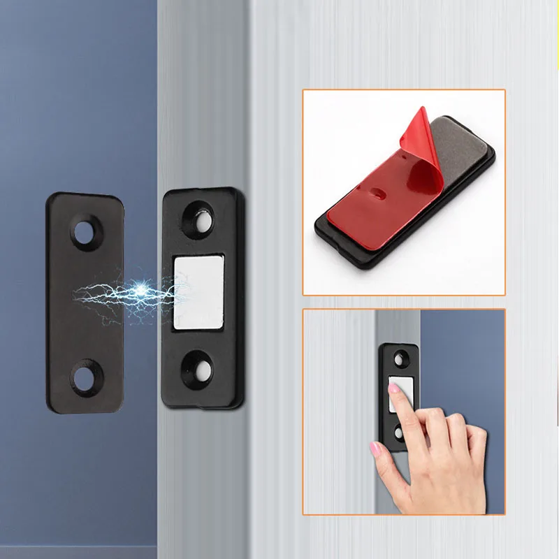 2 Pairs Punching-free Ultra-thin Invisible Door Suction Sliding Door Wardrobe Door Magnetic Suction