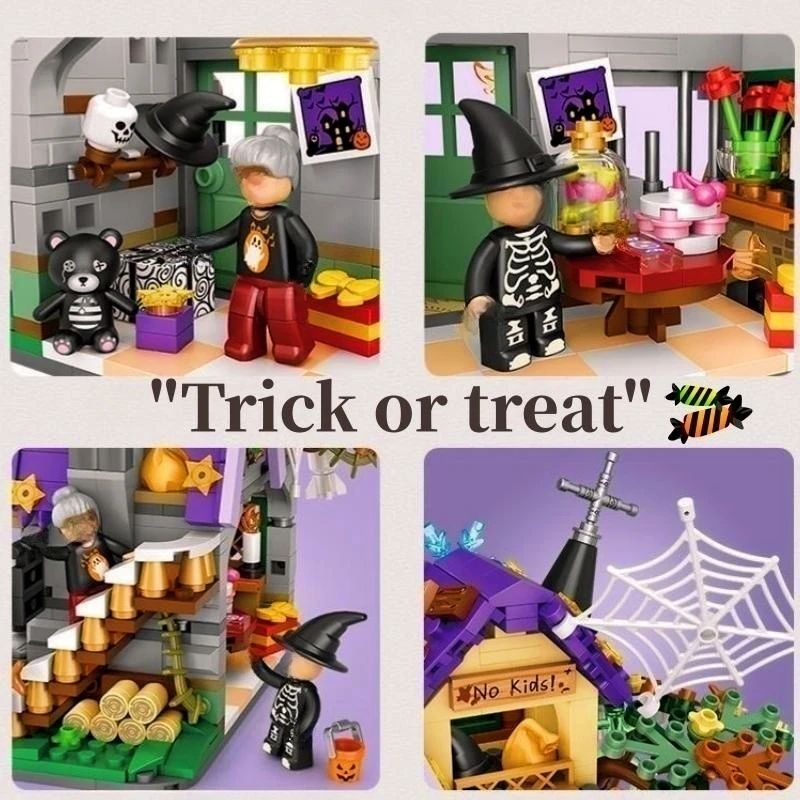 Halloween house building blocks mini granule building blocks toys for holiday gift