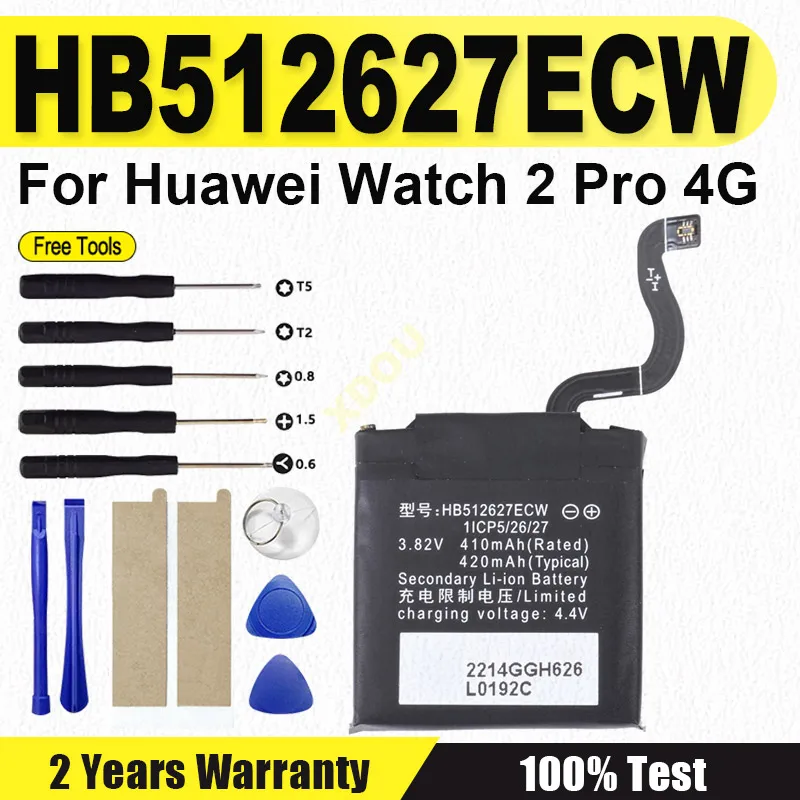

HB512627ECW Battery For Huawei WATCH 2 Pro 4G 2Pro EO-DLXXU Porsche Design WATCH GT FTN-B19 420mAh Battery + Free Tools
