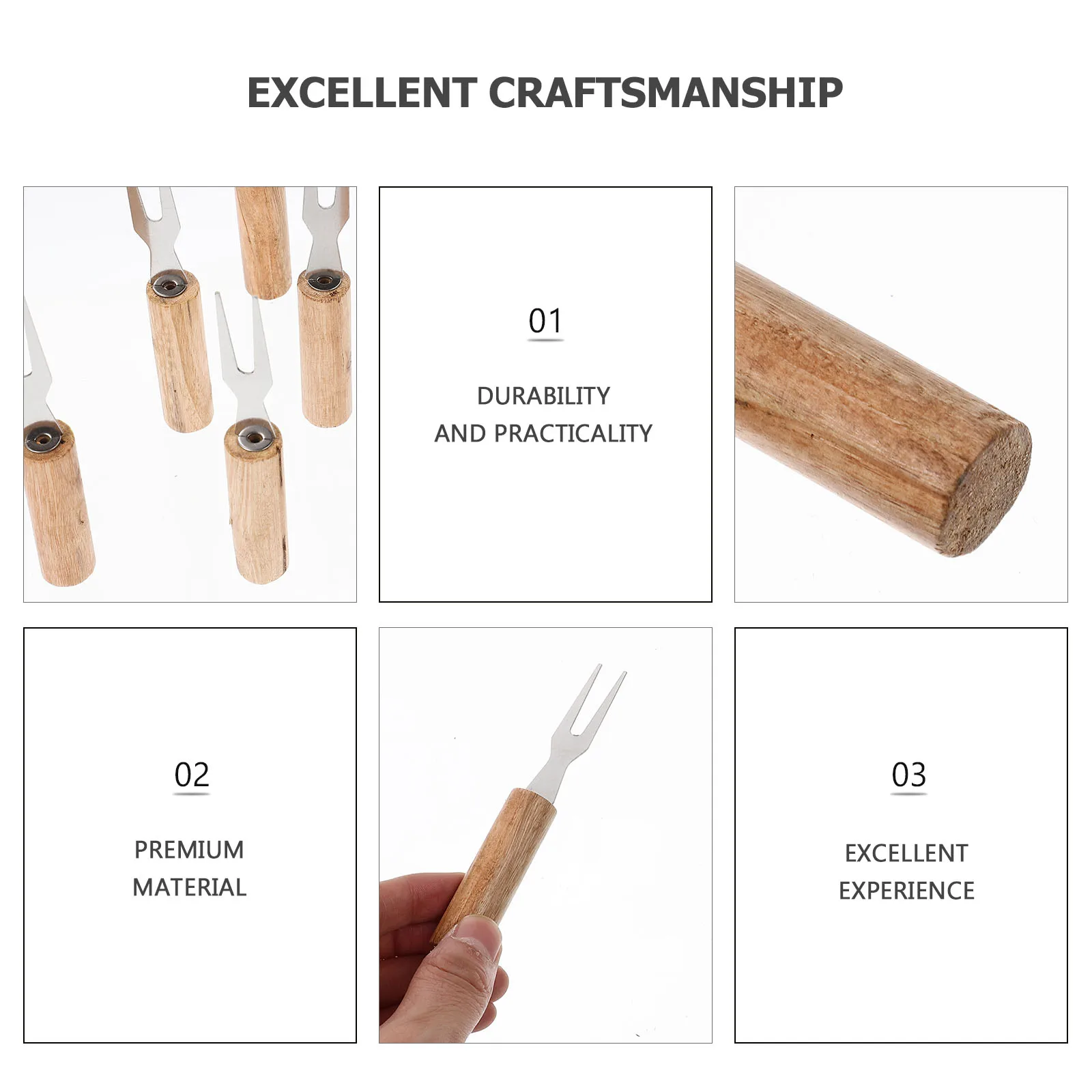 

6pcs BBQ Fork Corn Holders Skewer Utensils Reusable Grill Tools Portable Outdoor Anti-Scalding Stainless Steel Barbecue