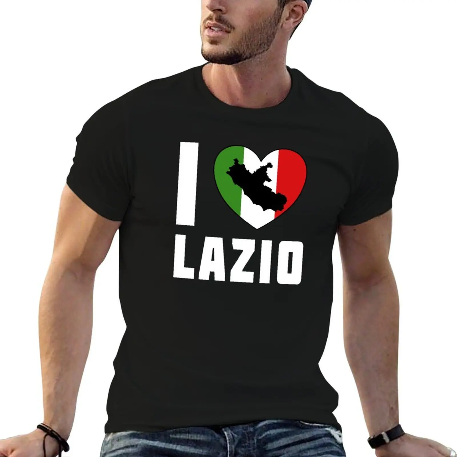 Camiseta masculina I Love Lazio - I Heart Lazio, camiseta masculina de luxo, camiseta masculina de algodão de alta qualidade