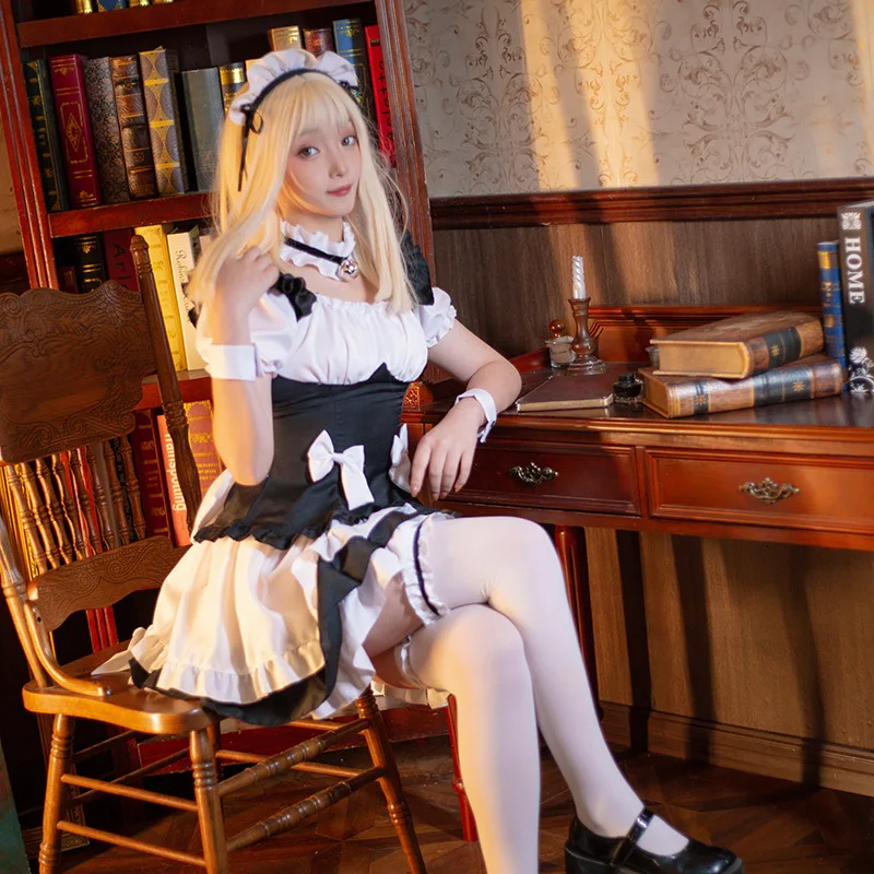 Maid Cosplay Kostüm Lolita Kleid Kleidung Karneval Halloween Outfit Lolita Prinzessin Kleid Anime Bühne Leistung Kostüm