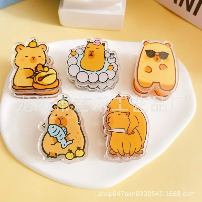 MINISO Persimmons karikatür Memo klip taşınabilir Capybara şeffaf akrilik kağıt klip karikatür imi Kawaii PP klip fotoğraf kelepçe