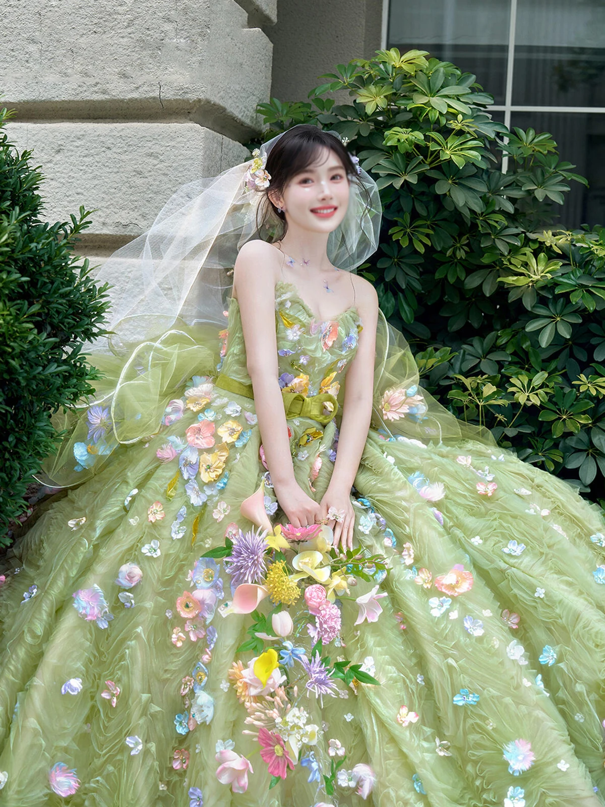 

Elegant Green Princess Style Wedding Dress for Women Luxury Lightweight Fairy Tale Ball Gown Suitable for Adult Birthday Parties