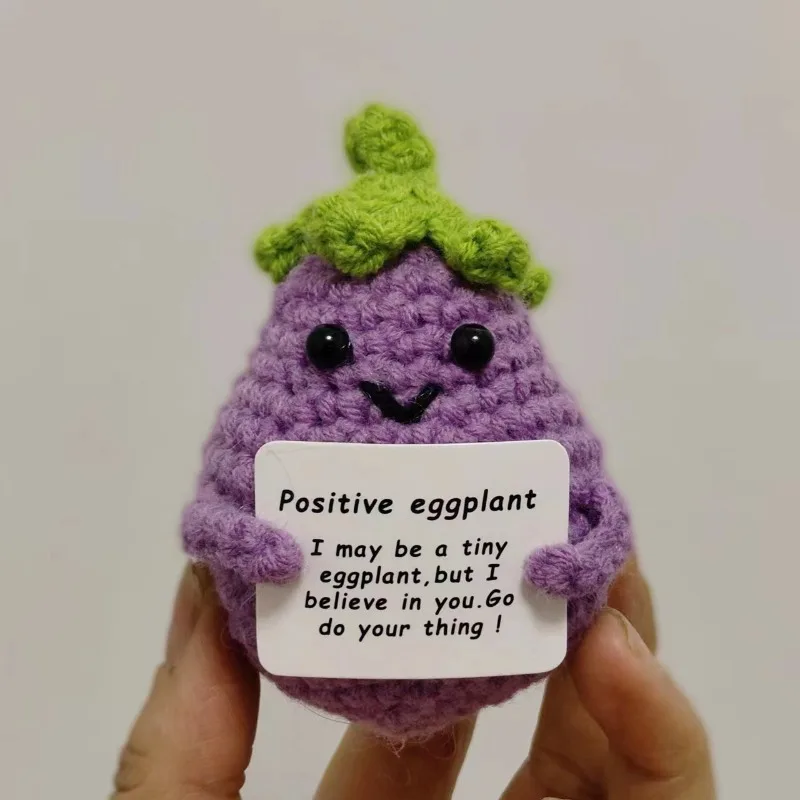 New Positive Energy Potato Eggplant Penguin Duck Knitting Doll with Card Funny Christamas Gift Home Room Decoration Party Favors