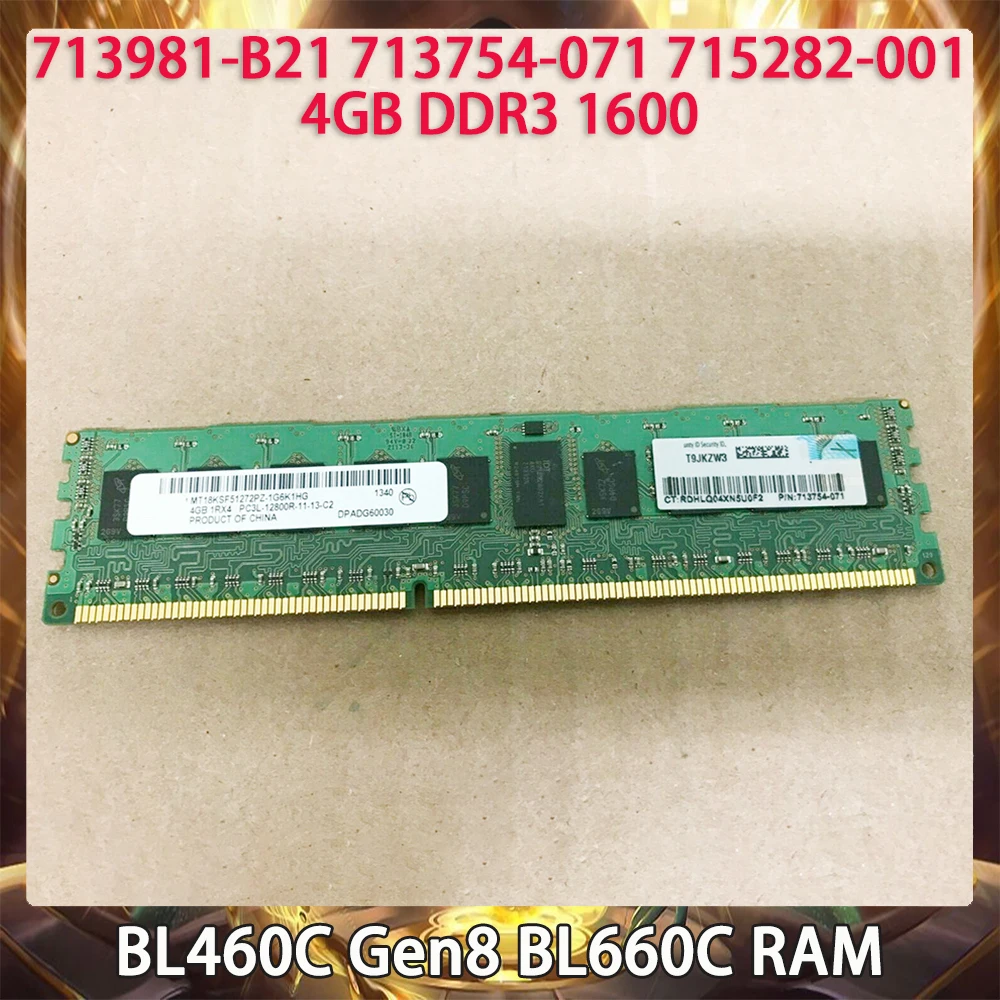 

For HP 4GB DDR3 1600 4G BL460C Gen8 BL660C 713981-B21 713754-071 715282-001 Server Memory