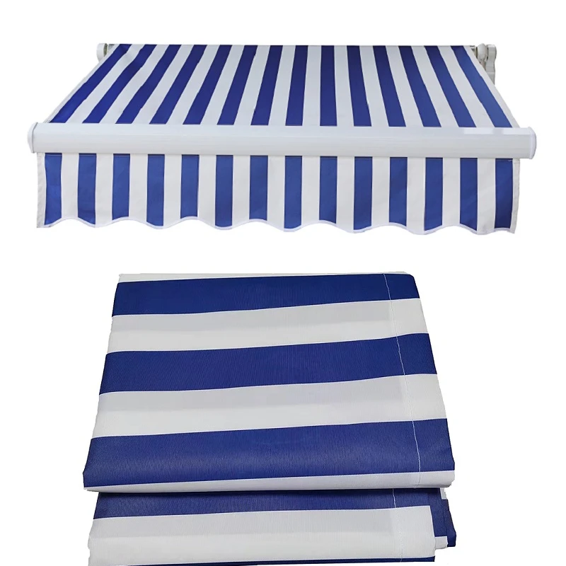 Balcony Outdoor Folding Retractable Waterproof Awnings Blue White Stripe 450D Oxford Cloth Carport Store Windows Sunshade Sails